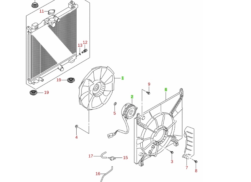 H�t� ventill�tor lap�t Suzuki Ignis 2017- , gy�ri