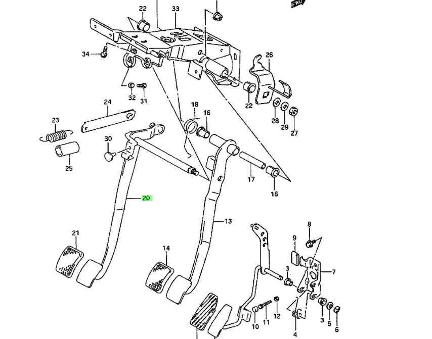 Kuplungped�l Suzuki Vitara 1.6benzin 1.9D 1994-2004, gy�ri