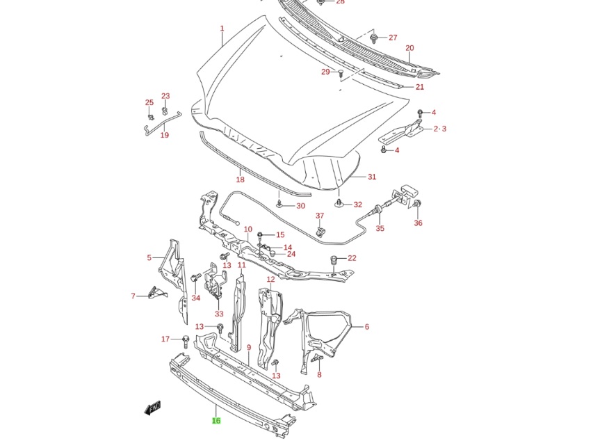 L�kh�r�t� tart� els� Suzuki Ignis 2002-2006, bontott